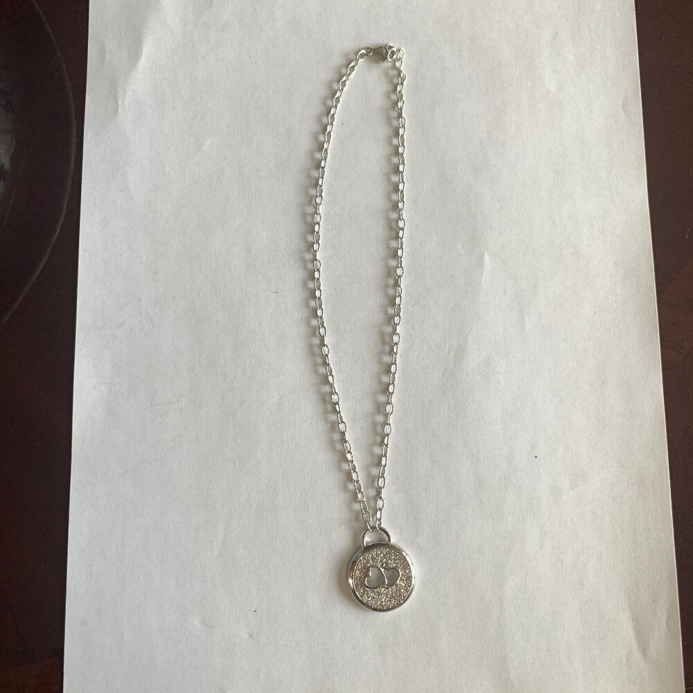 Hearts and Cubic Zirconia Pendant on 16" Choker Size Alloy Chain - Picture 12 of 13